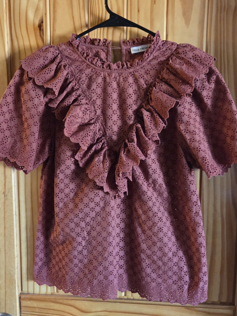 Ulla Johnson Choux Blouse Rust Cotton Size 6
